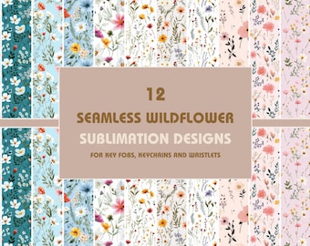 Floral Key Fob Sublimation Designs: Wristlet PNG Bundle (Digital Download)