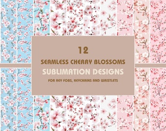 Cherry Blossoms Key Fob Sublimation Designs: Wristlet PNG Bundle (Digital Download)