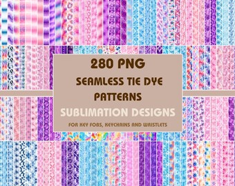 Tie-Dye Key Fob PNG Bundle: 280 Floral Sublimation Designs (Digital Download)
