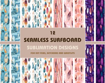 Surfboard Key Fob Sublimation Designs: Floral Wristlet PNG Bundle (Digital Download)
