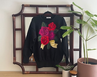 Vintage knitted rose sweater