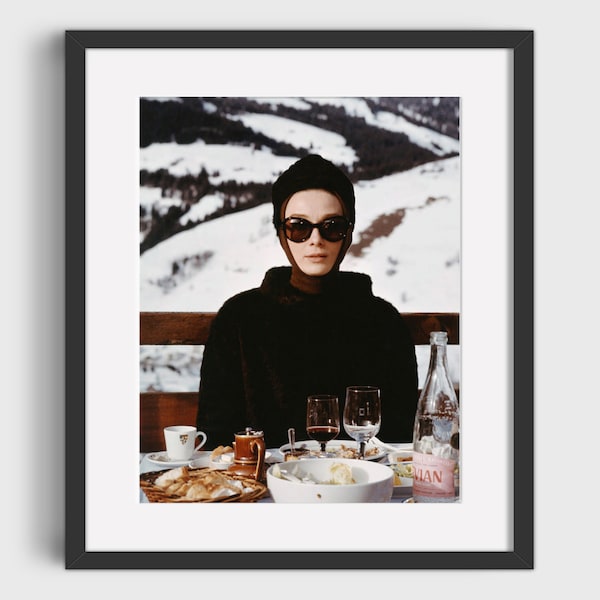 VINTAGE AUDREY HEPBURN Ski Photo Print - Digital Download, Printable Art, Vintage Ski Art, Ski Home Decor, Ski Lodge Wall Decor, Ski Poster