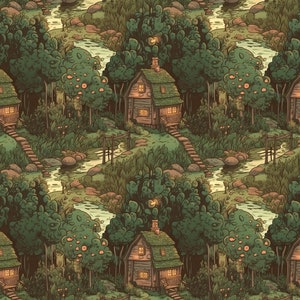 Cottage Core Digital Paper, Cottage Core Seamless Pattern, Forest ...