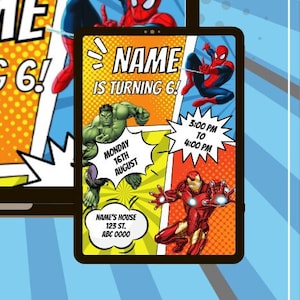 Superhero Hulk Spiderman Theme Birthday Party Invitation | Kids Birthday Invite | Printable Birthday Invitation | Instant Digital Download