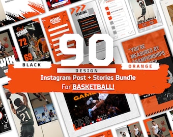 90 Orange & Black Basketball Social Media Pack