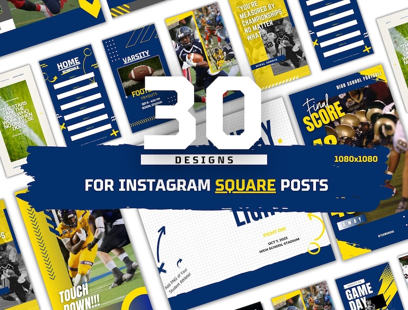 90 Sport Social Media Manager Instagram Post Bundle Navy Gold Preset image 2