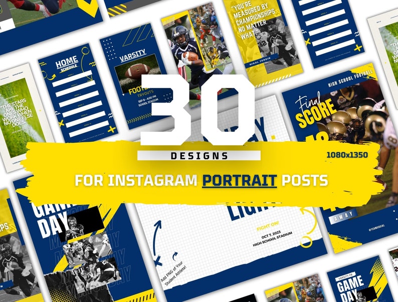 90 Sport Social Media Manager Instagram Post Bundle Navy Gold Preset image 3