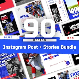 90 Sport Social Media Manager Instagram Post Bundle - Blue + Red Preset