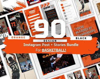 90 Basketball Social Templates - Orange and Black