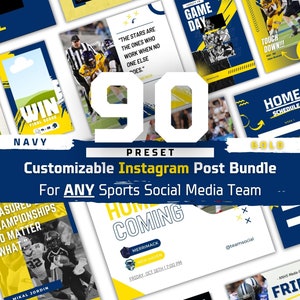 90 Sport Social Media Manager Instagram Post Bundle Navy Gold Preset image 1