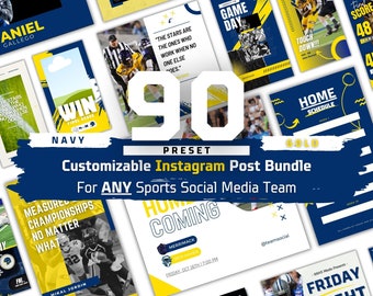 Pack de publications Instagram 90 Sport Social Media Manager - Préréglage bleu marine + or