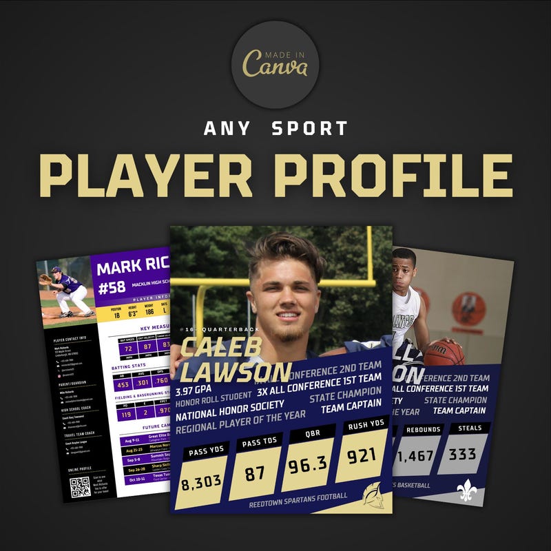 Basketball Player Profile Template Etsy