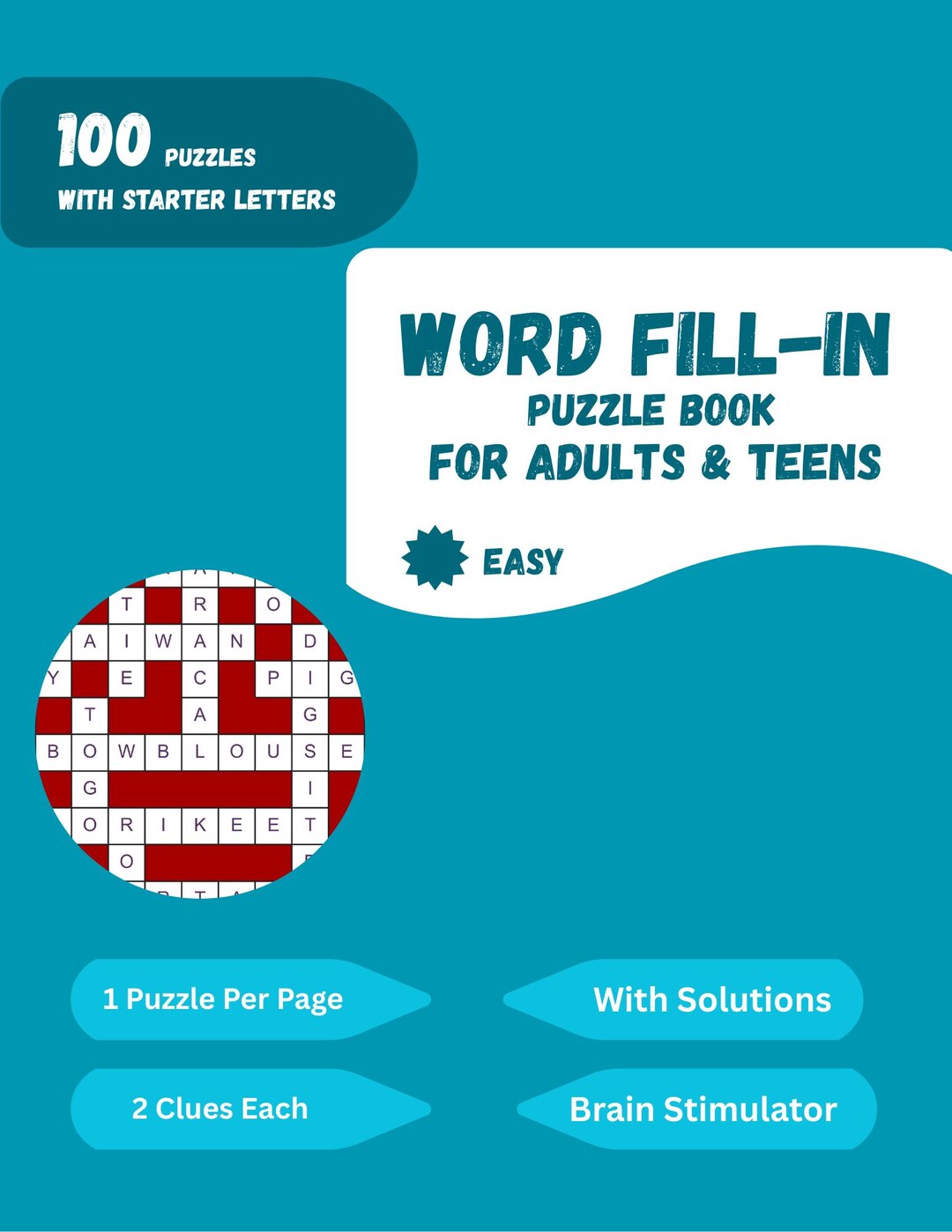 Diffucly Word Box Fill In 100 Word Fill in Puzzles - General Theme - EASY Difficulty Level - 1 ...