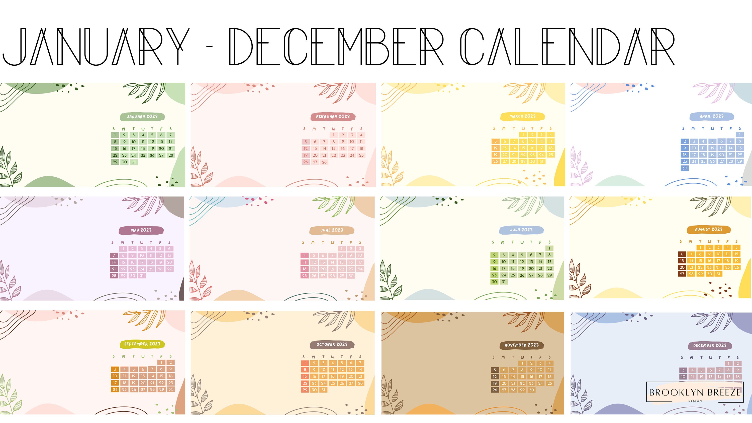 2023 Desktop Pastel Wallpaper Digital Calendar MacBook Wallpaper ...