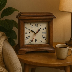 Silent Walnut Wall Clock – Handmade Wooden Clock, Minimalist Rustic Decor, Natural Wood Clock for Living Room or Office