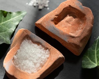 Raw Wild Clay Spice Cellar – Handmade Primitive Salt & Pepper Dish