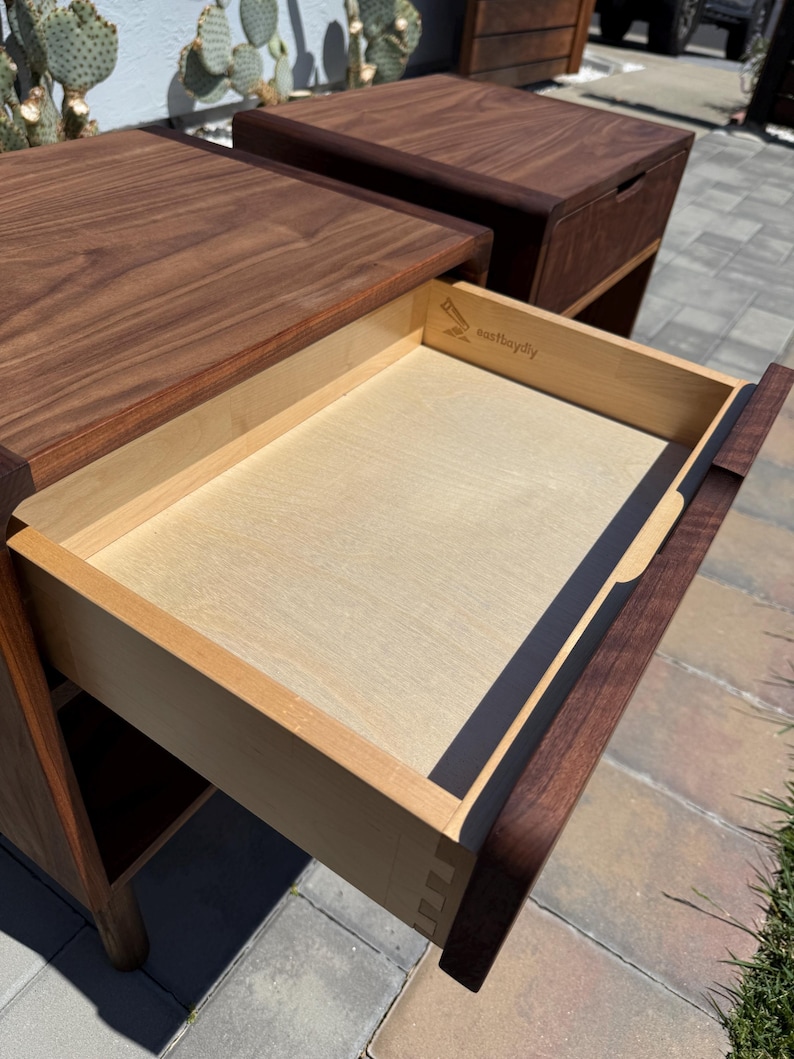 Japanese Style Walnut Nightstand /w Dovetail Drawer image 3