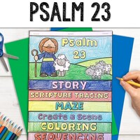 Psalm 23 Coloring Activity Booklet for Kids, the Lord is My Shepherd ...