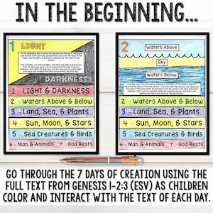 This is a flip book for the 7 days of creation bible story flip book for Sunday School, homeschool, and christian private school children.
