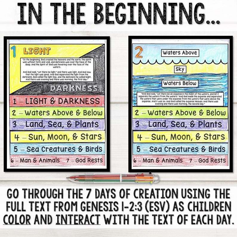 This is a flip book for the 7 days of creation bible story flip book for Sunday School, homeschool, and christian private school children.