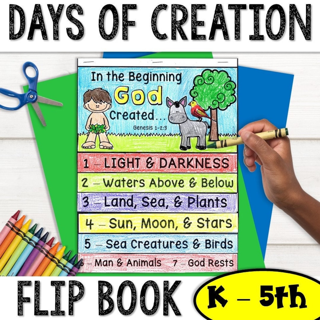 Days of Creation Craft Bible Story Flip Book | Sunday School Activity ...