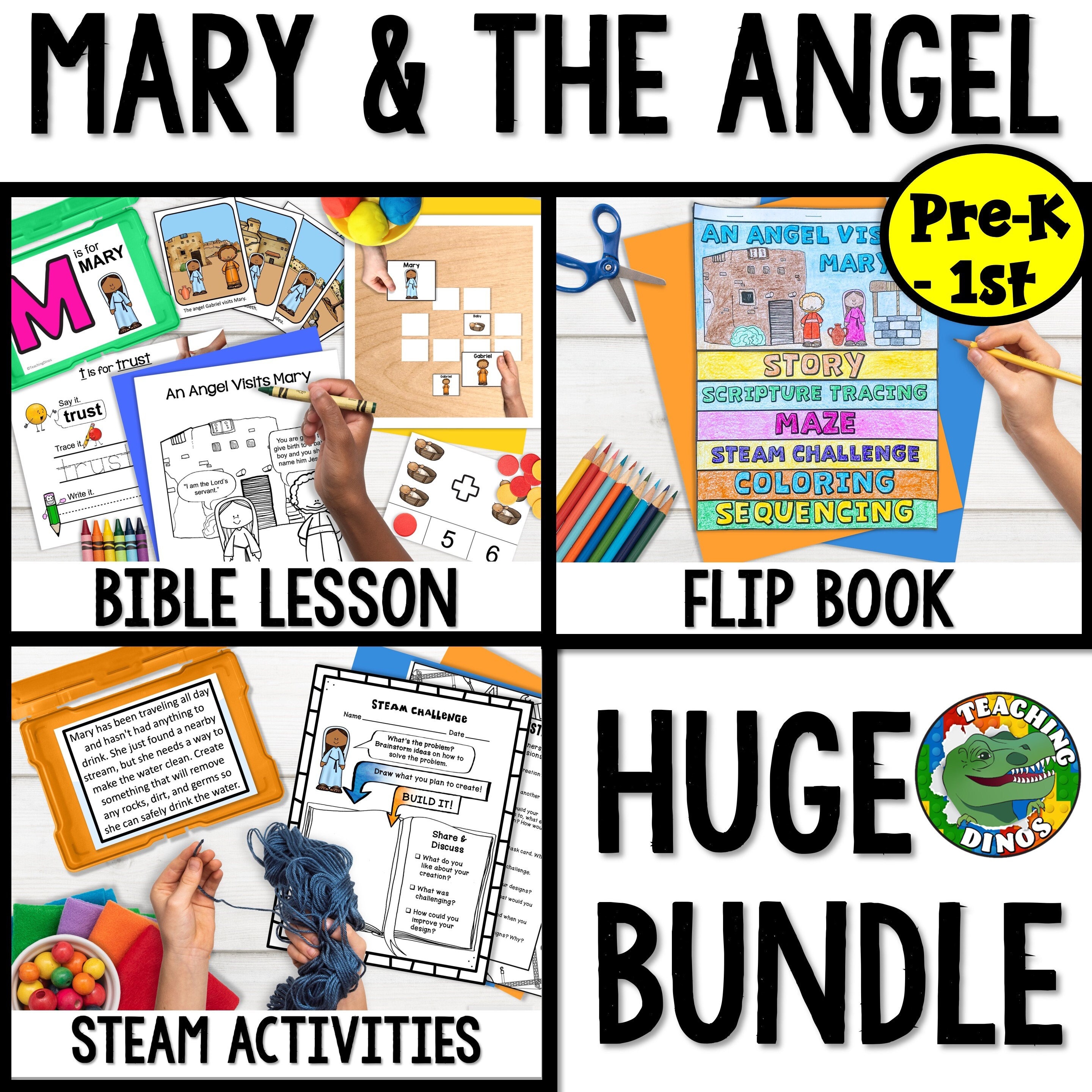 Mary and the Angel Bible Story BUNDLE Sunday School Bible Lesson Craft ...