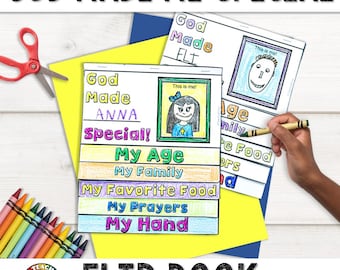 Back to School Printable for Church God Made Me Special Craft | All About Me Sunday School Bible Story | Christian Printable Bible Activity