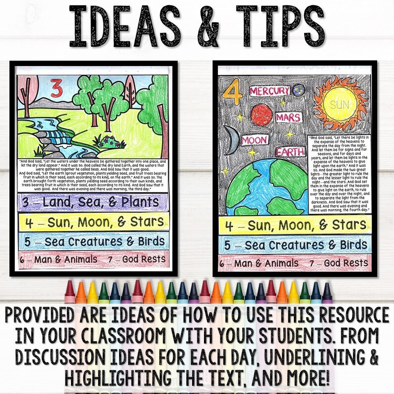 This is a flip book for the 7 days of creation bible story flip book for Sunday School, homeschool, and christian private school children.