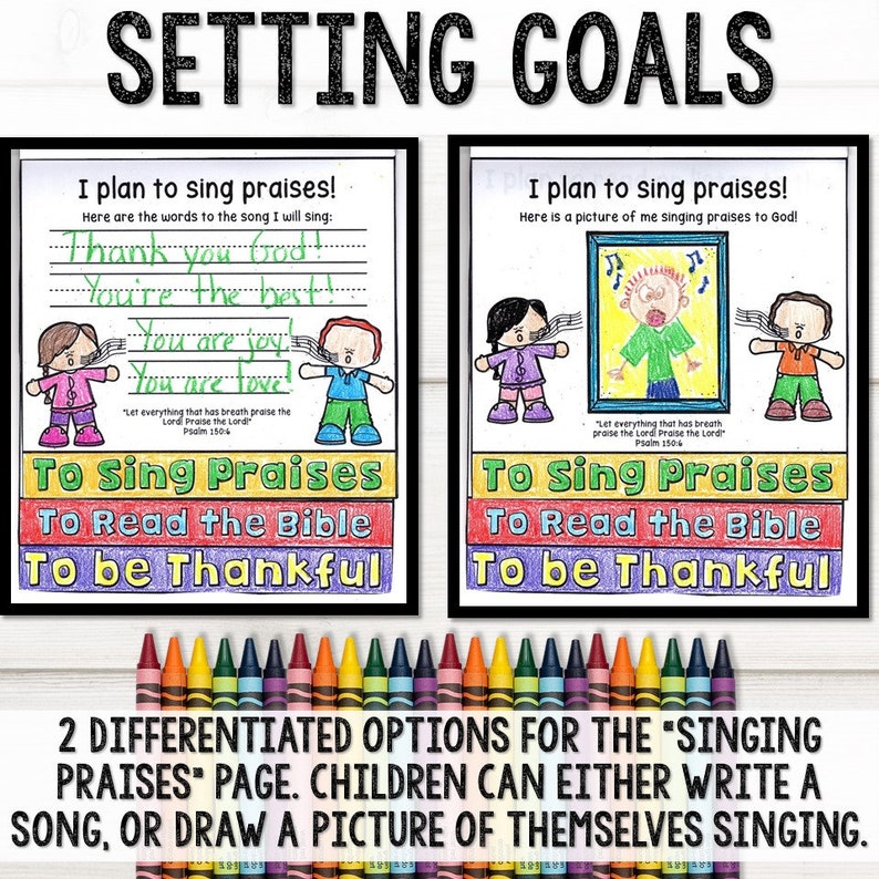 Differentiated options to sing praises in the Bible activity flip book