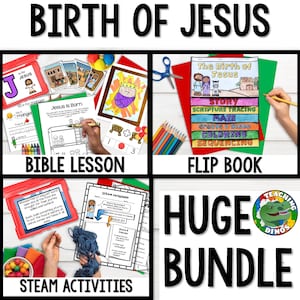 Christmas Birth of Jesus Nativity Bible Story BUNDLE | Sunday School Bible Lesson Craft Flip Book | Christian Homeschool | Bible Activities