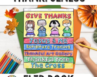 Thanksgiving Christian Craft Thankfulness Bible Activity Flip Book | Sunday School Lesson Craft & Homeschool | Printable Bible Craft