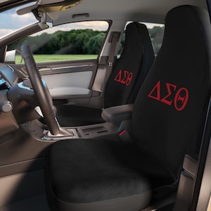Delta Stilvolle Polyester-Autositzbezüge mit individuellem Design, perfekt für Geschenke, Road Trips, Sorority Events, Autozubehör, Home Decor