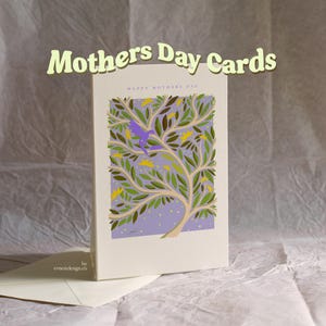 Mother’s Day Greeting Card Boho Floral Card for Mom with Envelope Bright Color Nature Inspired Design Wildflower Botanical Eco Friendly Gift
