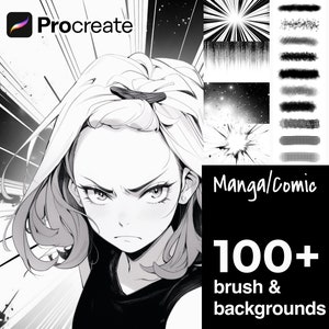 107 Procreate Manga Comic Tone Brushes and Backgrounds - Variety of Easy Digital Brushes - Animated Manga Drawing