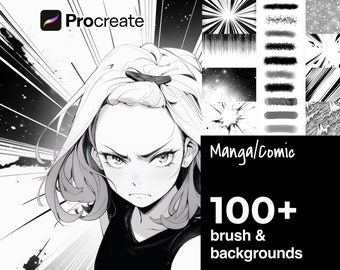107 Procreate Manga Comic Tone Brushes and Backgrounds - Variety of Easy Digital Brushes - Animated Manga Drawing