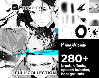 Procreate Manga Comic Brush Set, Effects, Backgrounds (Digital Download)
