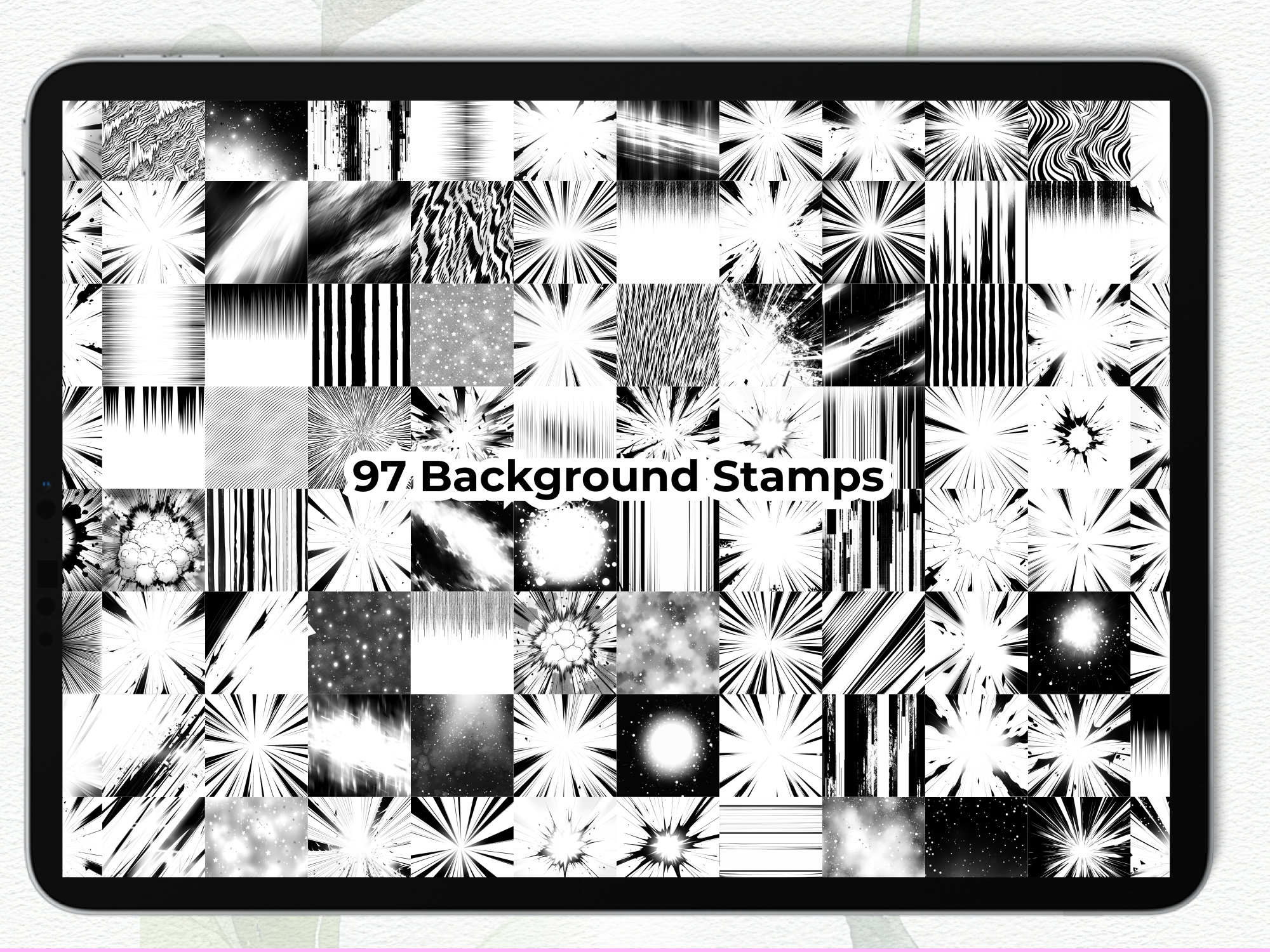 Procreate Manga Comic Tone Brushes – 107 Digital Stamps, Backgrounds ...
