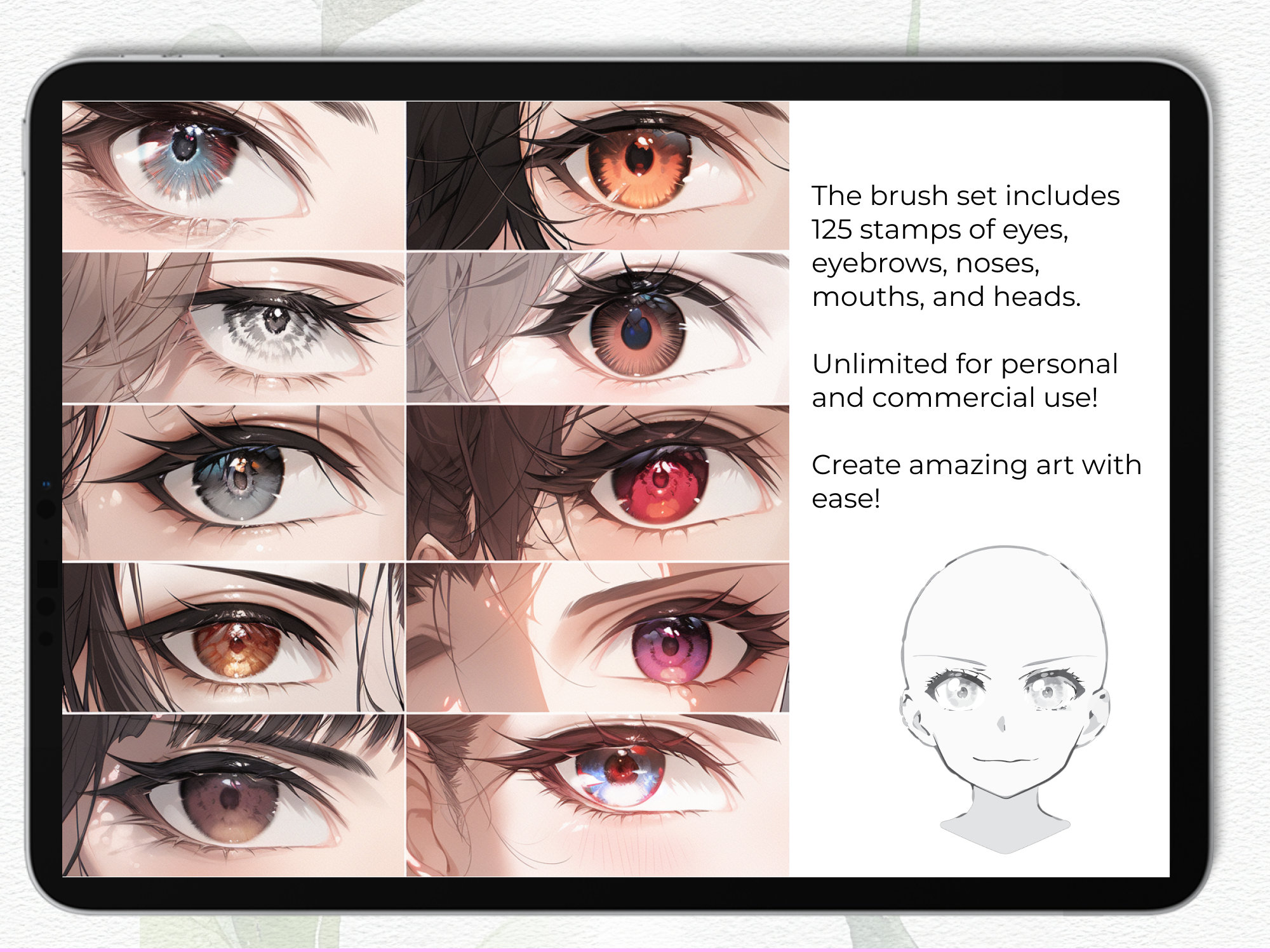 120 Procreate Anime Eyes Nose Mouth Eyebrow Head Stamps Etsy Canada