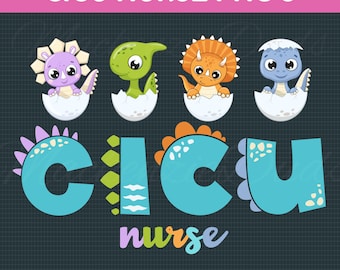 Dinosaurus CICU-verpleegster, PNG: waarderingscadeau pediatrische ICU (digitale download)