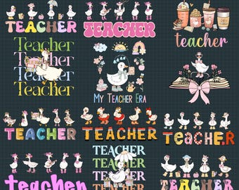 Silly Goose Teacher Clipart: Back to School PNG Set (Digital Download)
