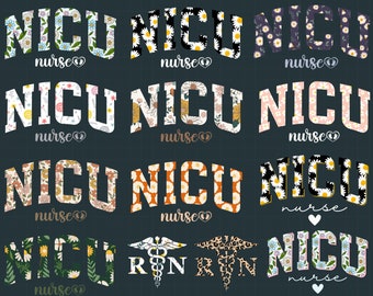 Floral NICU Nurse PNG Bundle: Daisy Flower Designs (Digital Download)