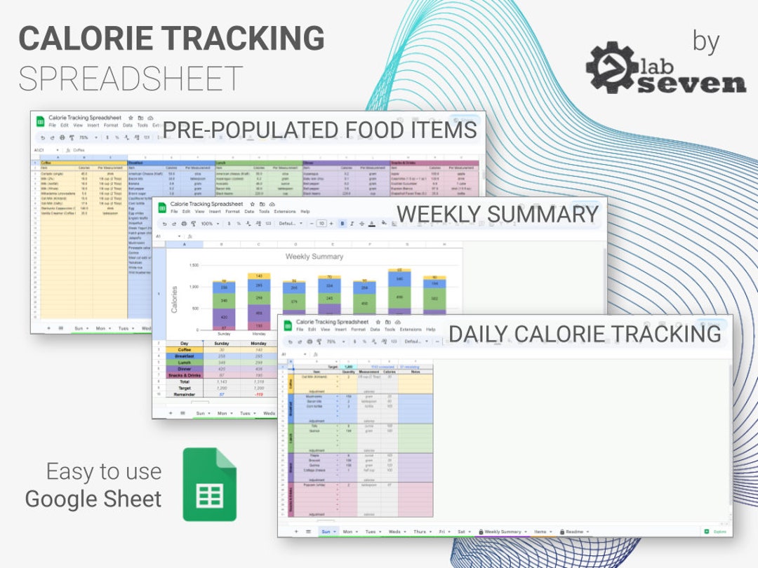 Calorie Tracking Spreadsheet (google Sheet) - Etsy