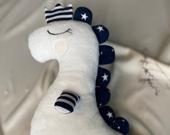 Baby comforter-Cuski dragon plush toy, newborn toy, dinosaur toy, best gift for babies, white, blue
