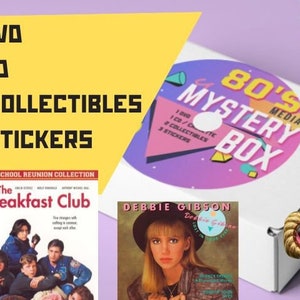 80s Mixed MEDIA Mystery Box Nostalgia Vintage Retro Gift Stickers Grab Bag for Him Her (1 DVD + 1 CD + 2 Collectibles + Stickers)