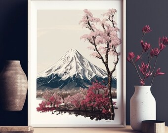 Mt. Fuji und Blütenbäume