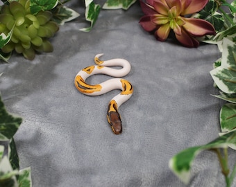 Piebald Snake Polymer Clay / Handmade / Desk buddy