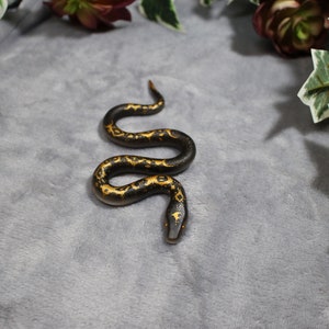 Gold Moon Snake / Handmade / Polymer clay / Desk buddy