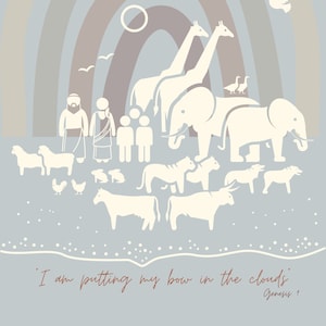 Noah&#39;s Ark Digital Download Poster for printing Bible Verse Christian Art