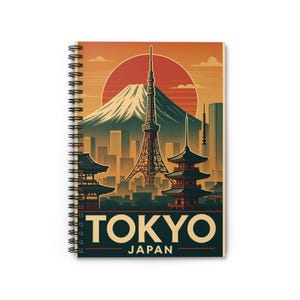 Tokyo Japan Spiral Notebook - Vintage Travel Design, Aesthetic Journal, Study Notebook, Gift for Travelers, Office Supplies