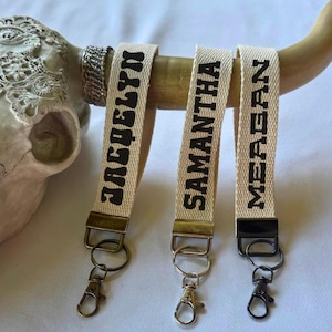 Personalized Canvas Wristlet Keychain: Boho Style Key Holder